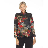 Floral-Print Short Jacket in Red Multi - 3809