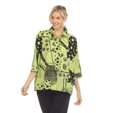 Polka-Dot Swirl Blouse in Lime - 3821-LM