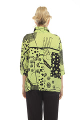 Polka-Dot Swirl Blouse in Lime - 3821-LM