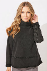 Horizon Mock Neck Top — black