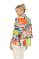 Vivid Art-Print High-Neck Tunic Top - 3872