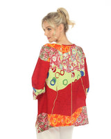 Mixed-Print Tunic in Red/Multi - 3884 - Size XL Only!