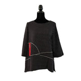 Polka-Dot Tunic Top in Black/White/Red - 3891 - Size XXL Only!