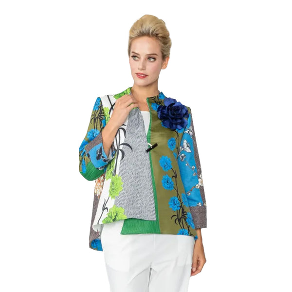 IC Collection Asian Inspired Jacket W/Detachable Rose - 6160J-BLU
