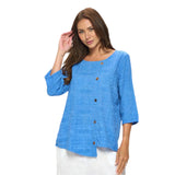 Aztec Embroidered Top in French Blue - EC107-BLU - Size XL