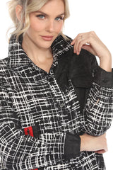 Abstract Grid Print Jacket - 3907