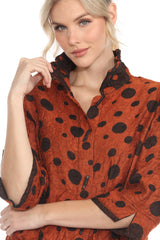Polka-Dot Crinkle Button-Front Shirt - 3920-RST