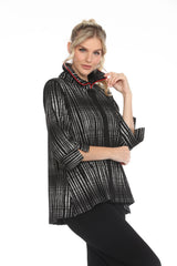 Windowpane Button Front Jacket - 3939