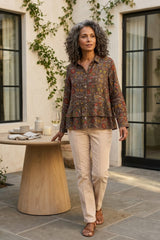 Viscose Rayon Crepe Garden Flounce Shirt - 39620