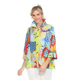 Colorful Abstract Modern-Art-Print Button Front Blouse/Jacket in Multi - 3963SP