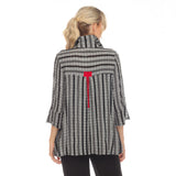 Textured Stripe Button Front Shirt in Grey/Black - 3629