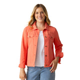 Stretch Jean Jacket in Papaya - 31520-PPY - Size XS Only!