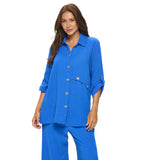 Double Gauze Button Front Tunic Shirt in Nautical - JG201-NTL - Size L