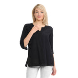 Embroidered Cotton Voile Top in Black - C630-BLK