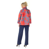 Blossom Jacquard Open Front Jacket In Red - 4757J-RD