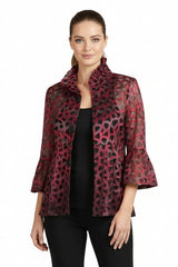 Ombré Mesh Peplum Jacket in Red - 400-RD