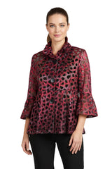 Ombré Mesh Peplum Jacket in Red - 400-RD