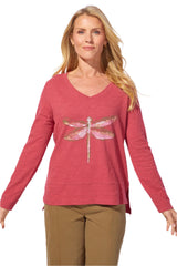Destination Dragonfly Easy V-Neck Cotton Tee - 40040
