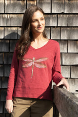 Destination Dragonfly Easy V-Neck Cotton Tee - 40040