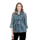 Geometric Ombré Mesh Jacket in Blue - 400-BLU