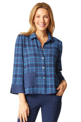 Artful Mixed Plaid Button-Front Shirt - 40290