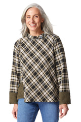 Cozy Holiday Plaid Button-Detail Top - 40295