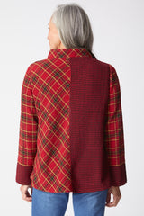 Cozy Holiday Plaid Button-Detail Top - 40295