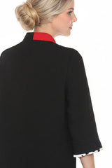 Colorblock Polka-Dot Print Mandarin Collar Jacket - 4043