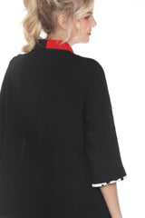 Colorblock With Polka-Dot-Print Mandarin Collar Jacket - 4043