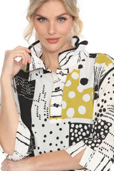 Abstract Patchwork Print Tunic Blouse - 4057