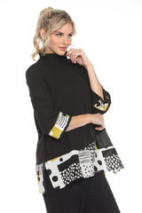 Playful Polka-Dot Trim High Neck Tunic - 4058