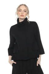 Sophisticated Bubble-Hem Jacket in Black - 4069SOL-BK