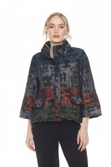 Brushstroke Print Bubble-Hem Jacket - 4069