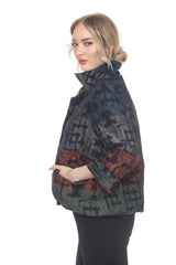 Brushstroke Print Bubble-Hem Jacket - 4069