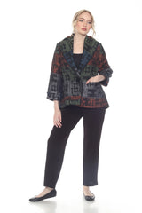 Brushstroke Blazer Jacket, Multi-Color Statement Piece - 4076