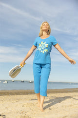 Peruvian Cotton Painted Sunflower Tee - 40800 - Size S
