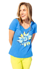 Peruvian Cotton Painted Sunflower Tee - 40800 - Size S