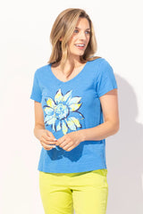 Peruvian Cotton Painted Sunflower Tee - 40800 - Size S