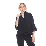 Textured Asymmetric Jacket in Black - 4093-BLK