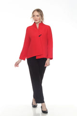 Textured Asymmetric Jacket in Red - 4093-RD