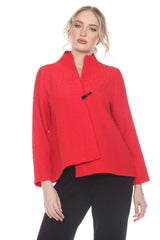 Textured Asymmetric Jacket in Red - 4093-RD