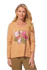 Destination Flower Easy V-Neck Cotton Tee - 40940