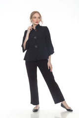 Striking Textured Button Jacket in Black - 4094-BLK