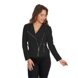 Ponte Knit Motto Jacket in Black - Dallas-BLK
