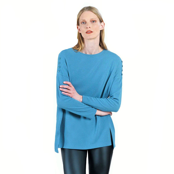 Clara Sunwoo High-Low Oversized Sweater in Blue - T195WJ-PB - Size S Only!