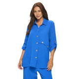 Double Gauze Button Front Tunic Shirt in Nautical - JG201-NTL - Size L Only!