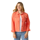 Stretch Jean Jacket in Papaya - 31520-PPY - Size XS Only!
