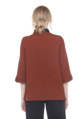 Artsy Mixed Media Mandarin Collar Jacket - 4103