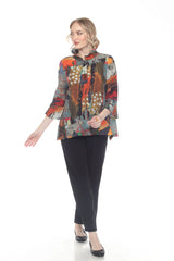 Abstract Modern-Art-Print Button Front Blouse/Jacket - 4106