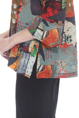 Artful Abstract Button Front Blouse - 4106